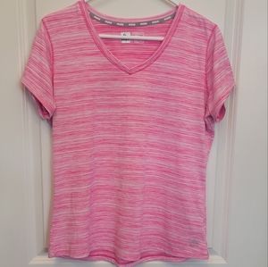 Women pink white short sleeve x-dri top Size Large By RBX Performance